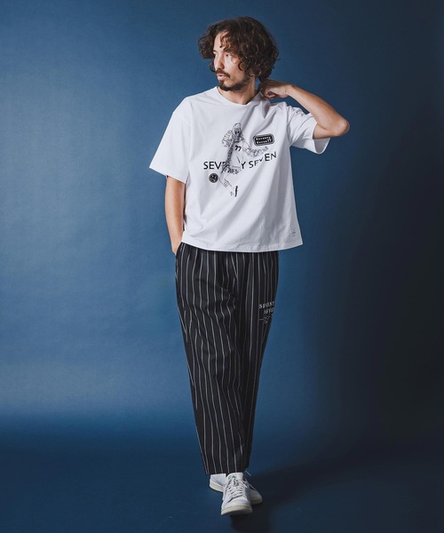 seventy seven(セブンティセブン)の「mp14501-wide tapered stripe pants ワイドパンツ(7726S050)(その他パンツ・メンズ・ブラック/グレー/ブルー・L/M/S)」の15枚目の写真