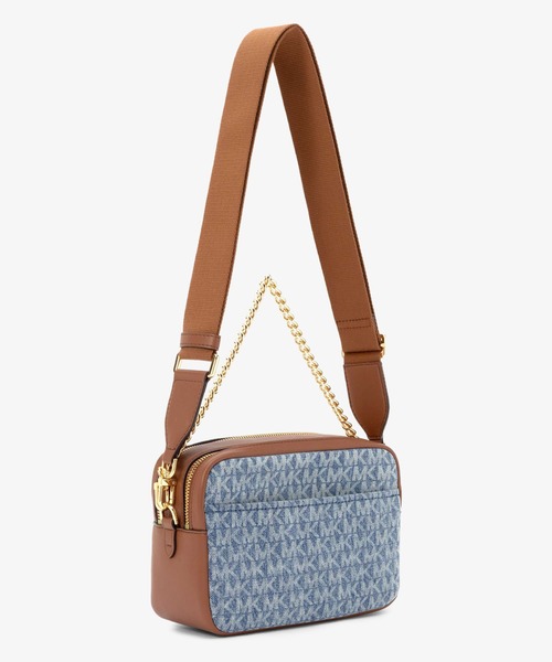 MICHAEL KORS（マイケルコース）の「BRYANT ロゴジャカードデニム ダブルジップ チェーン カメラ クロスボディ ミディアム（ショルダーバッグ・レディース・ブルー系・FREE）」の9枚目の写真