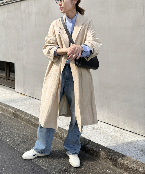 FRAMeWORK（フレームワーク）の「≪一部カラーWEB限定 / 追加≫綿麻ポプリンコート（チェスターコート・レディース・ベージュ/ブラック/チャコールグレー・FREE）」の3枚目の写真