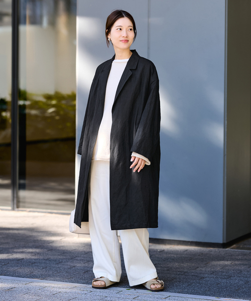 FRAMeWORK（フレームワーク）の「≪一部カラーWEB限定 / 追加≫綿麻ポプリンコート（チェスターコート・レディース・ベージュ/ブラック/チャコールグレー・FREE）」の4枚目の写真