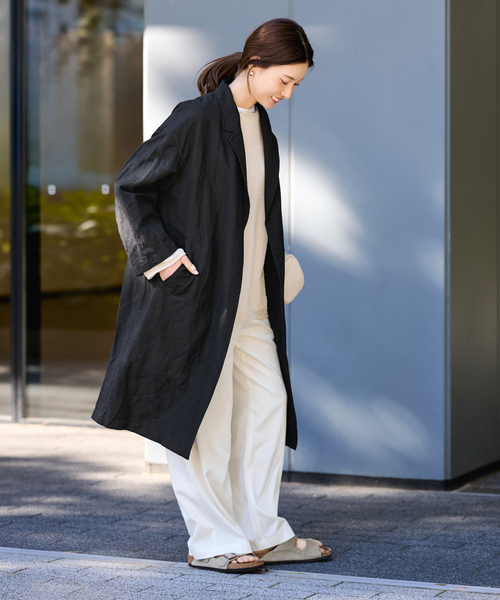 FRAMeWORK（フレームワーク）の「≪一部カラーWEB限定 / 追加≫綿麻ポプリンコート（チェスターコート・レディース・ベージュ/ブラック/チャコールグレー・FREE）」の5枚目の写真