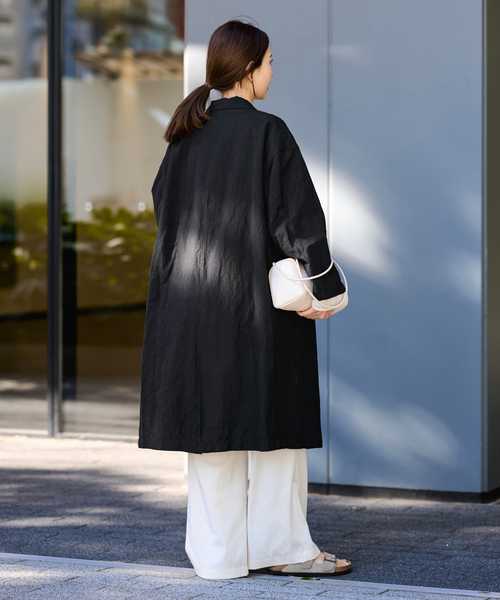 FRAMeWORK（フレームワーク）の「≪一部カラーWEB限定 / 追加≫綿麻ポプリンコート（チェスターコート・レディース・ベージュ/ブラック/チャコールグレー・FREE）」の6枚目の写真