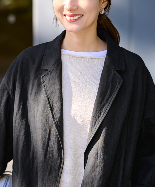 FRAMeWORK（フレームワーク）の「≪一部カラーWEB限定 / 追加≫綿麻ポプリンコート（チェスターコート・レディース・ベージュ/ブラック/チャコールグレー・FREE）」の11枚目の写真