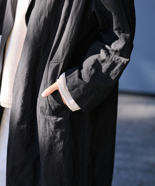 FRAMeWORK（フレームワーク）の「≪一部カラーWEB限定 / 追加≫綿麻ポプリンコート（チェスターコート・レディース・ベージュ/ブラック/チャコールグレー・FREE）」の12枚目の写真