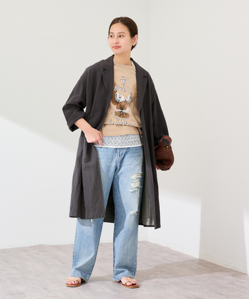 FRAMeWORK（フレームワーク）の「≪一部カラーWEB限定 / 追加≫綿麻ポプリンコート（チェスターコート・レディース・ベージュ/ブラック/チャコールグレー・FREE）」の14枚目の写真