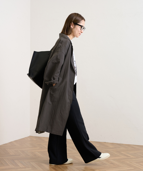 FRAMeWORK（フレームワーク）の「≪一部カラーWEB限定 / 追加≫綿麻ポプリンコート（チェスターコート・レディース・ベージュ/ブラック/チャコールグレー・FREE）」の5枚目の写真
