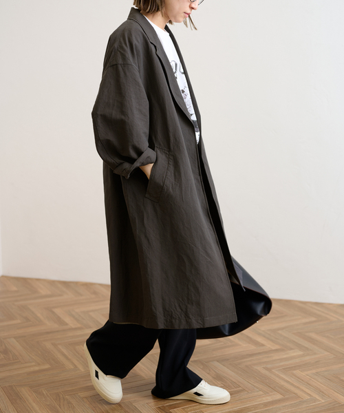 FRAMeWORK（フレームワーク）の「≪一部カラーWEB限定 / 追加≫綿麻ポプリンコート（チェスターコート・レディース・ベージュ/ブラック/チャコールグレー・FREE）」の7枚目の写真