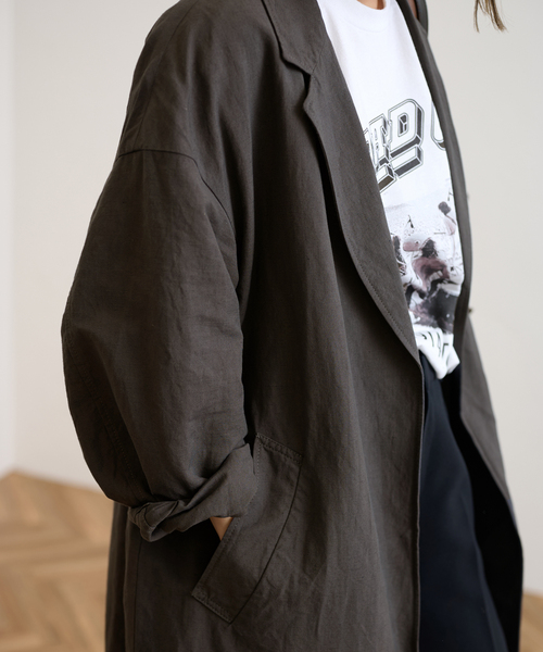 FRAMeWORK（フレームワーク）の「≪一部カラーWEB限定 / 追加≫綿麻ポプリンコート（チェスターコート・レディース・ベージュ/ブラック/チャコールグレー・FREE）」の10枚目の写真