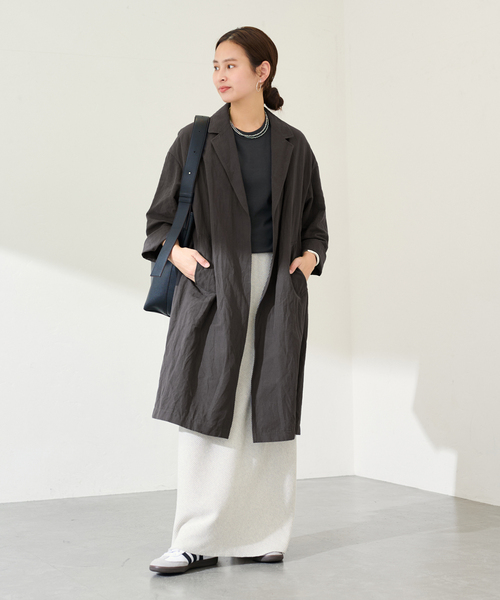 FRAMeWORK（フレームワーク）の「≪一部カラーWEB限定 / 追加≫綿麻ポプリンコート（チェスターコート・レディース・ベージュ/ブラック/チャコールグレー・FREE）」の11枚目の写真