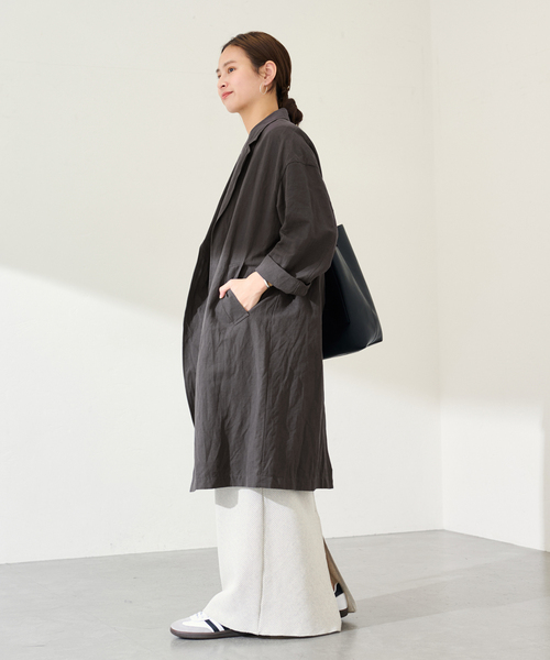 FRAMeWORK（フレームワーク）の「≪一部カラーWEB限定 / 追加≫綿麻ポプリンコート（チェスターコート・レディース・ベージュ/ブラック/チャコールグレー・FREE）」の12枚目の写真