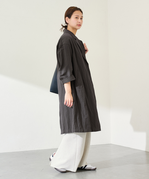 FRAMeWORK（フレームワーク）の「≪一部カラーWEB限定 / 追加≫綿麻ポプリンコート（チェスターコート・レディース・ベージュ/ブラック/チャコールグレー・FREE）」の13枚目の写真