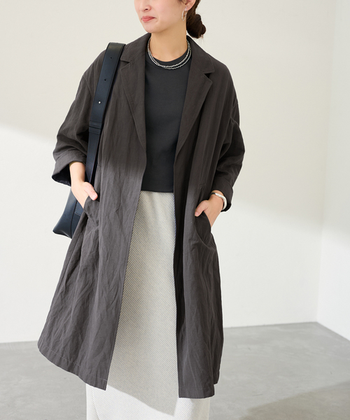 FRAMeWORK（フレームワーク）の「≪一部カラーWEB限定 / 追加≫綿麻ポプリンコート（チェスターコート・レディース・ベージュ/ブラック/チャコールグレー・FREE）」の14枚目の写真