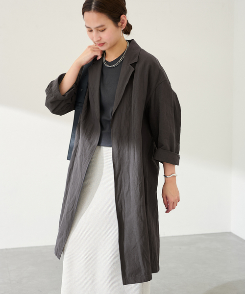 FRAMeWORK（フレームワーク）の「≪一部カラーWEB限定 / 追加≫綿麻ポプリンコート（チェスターコート・レディース・ベージュ/ブラック/チャコールグレー・FREE）」の15枚目の写真