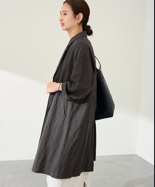 FRAMeWORK（フレームワーク）の「≪一部カラーWEB限定 / 追加≫綿麻ポプリンコート（チェスターコート・レディース・ベージュ/ブラック/チャコールグレー・FREE）」の16枚目の写真