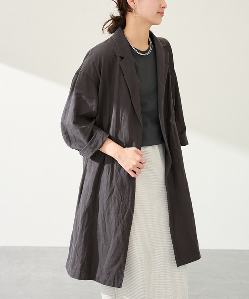 FRAMeWORK（フレームワーク）の「≪一部カラーWEB限定 / 追加≫綿麻ポプリンコート（チェスターコート・レディース・ベージュ/ブラック/チャコールグレー・FREE）」の17枚目の写真