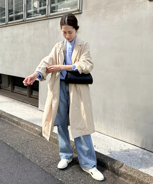 FRAMeWORK（フレームワーク）の「≪一部カラーWEB限定 / 追加≫綿麻ポプリンコート（チェスターコート・レディース・ベージュ/ブラック/チャコールグレー・FREE）」の21枚目の写真