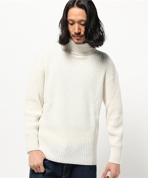 CIAOPANIC（チャオパニック）の「【Ciaopanic】　ウォッシャブルウール畦タートル（ニット/セーター・メンズ・ホワイト/ボルドー/グレー・FREE）」の2枚目の写真