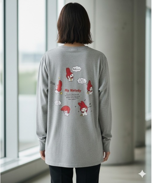 sanrio（サンリオ）の「【SANRIO/サンリオ】キャラクタープリントロングスリーブTシャツ（Tシャツ/カットソー・レディース・オフホワイト/杢グレー/クリーム/イエロー・MEDIUM/LARGE）」の17枚目の写真