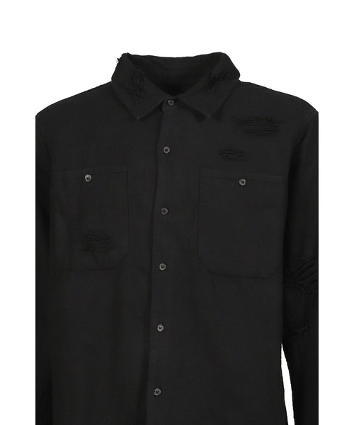 NUBIAN（ヌビアン）の「RIPPED SHIRT（シャツ/ブラウス・メンズ・ブラック・LARGE/MEDIUM）」の4枚目の写真