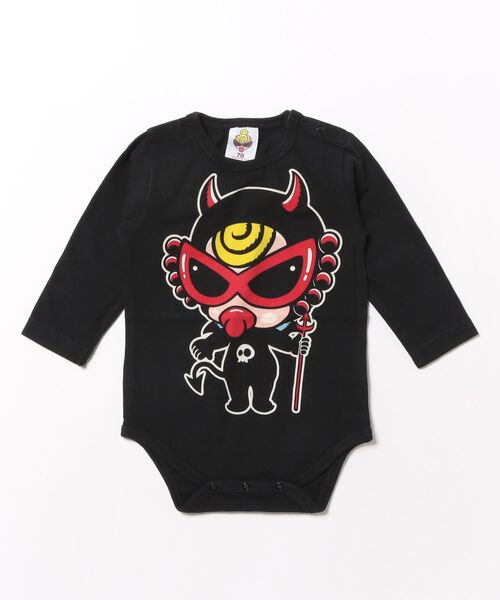 HYSTERIC MINI（ヒステリックミニ）の「DEVILKIN 羽付き 長袖ロンパース（ロンパース・キッズ・ホワイト/ブラック・70/80）」の2枚目の写真