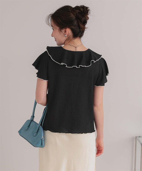 titivate(ティティベイト)の「配色メローフリルトップス(Tシャツ/カットソー・レディース・アイボリー/ブラック/ライトブルー・FREE)」の15枚目の写真