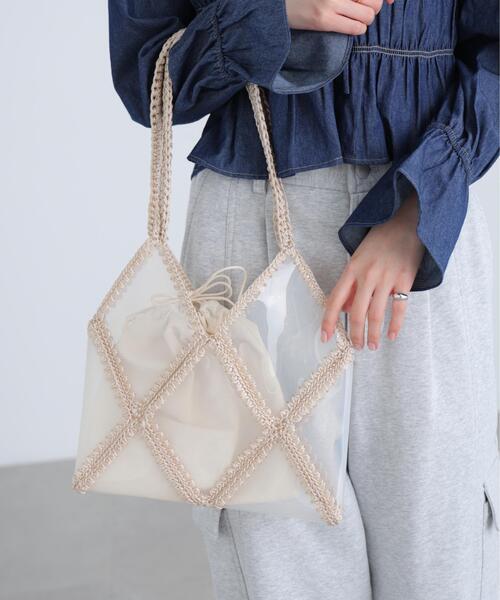 FREE'S MART（フリーズマート）の「◆パッチワークビニールトート（トートバッグ・レディース・ブラック/ベージュ・ﾌﾘ-）」の2枚目の写真