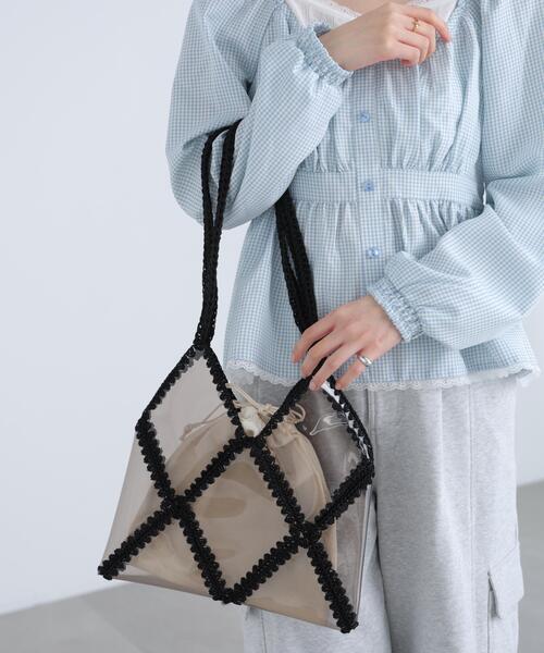 FREE'S MART（フリーズマート）の「◆パッチワークビニールトート（トートバッグ・レディース・ブラック/ベージュ・ﾌﾘ-）」の3枚目の写真