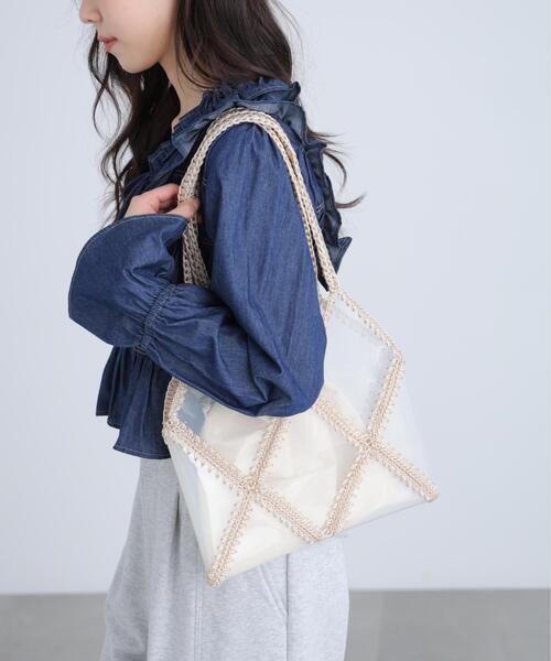 FREE'S MART（フリーズマート）の「◆パッチワークビニールトート（トートバッグ・レディース・ブラック/ベージュ・ﾌﾘ-）」の4枚目の写真