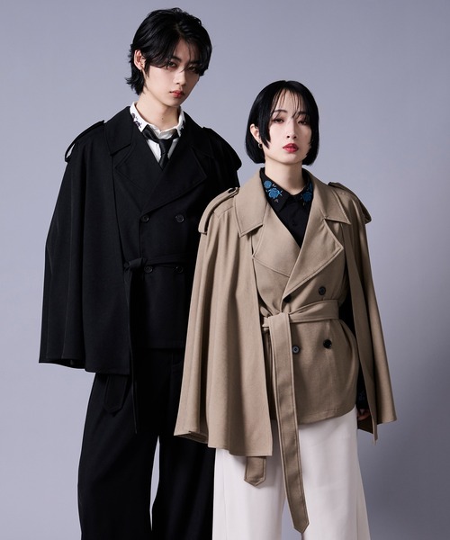 Ellno Loset(エルノロゼット)の「トレンチケープジャケット(テーラードジャケット・メンズ・ブラック/ベージュ・LARGE/MEDIUM/SMALL)」の20枚目の写真