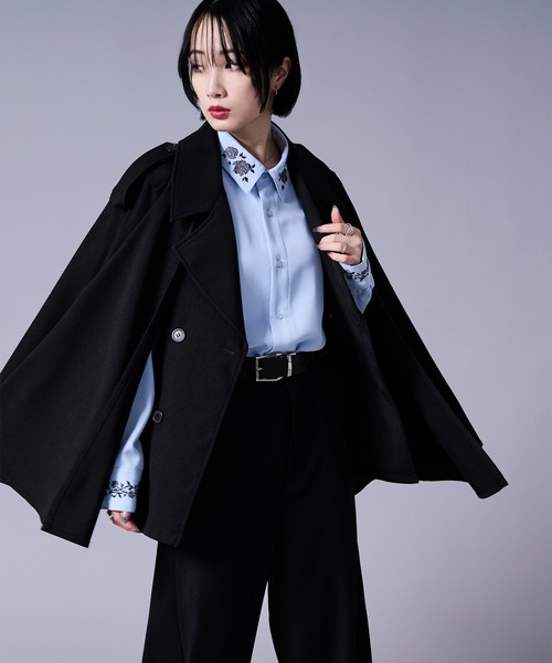 Ellno Loset(エルノロゼット)の「トレンチケープジャケット(テーラードジャケット・メンズ・ブラック/ベージュ・LARGE/MEDIUM/SMALL)」の8枚目の写真