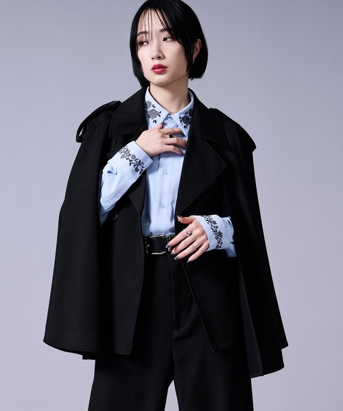 Ellno Loset(エルノロゼット)の「トレンチケープジャケット(テーラードジャケット・メンズ・ブラック/ベージュ・LARGE/MEDIUM/SMALL)」の7枚目の写真