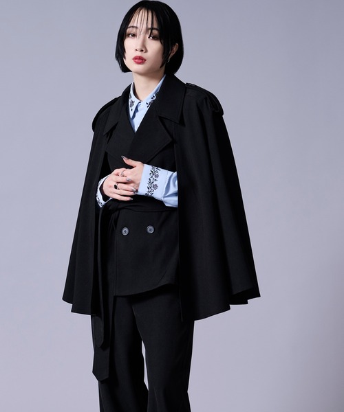 Ellno Loset(エルノロゼット)の「トレンチケープジャケット(テーラードジャケット・メンズ・ブラック/ベージュ・LARGE/MEDIUM/SMALL)」の11枚目の写真
