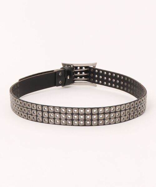Never mind the XU(ネバーマインドザエックスユー)の「【Never mind the XU】Rivet eyelet biker belt / 【ネバーマインド ザ エックスユー】リベットアイレットバイカーベルト <着用動画あり>(ベルト・メンズ・ブラック/ホワイト・ONE SIZE)」の3枚目の写真