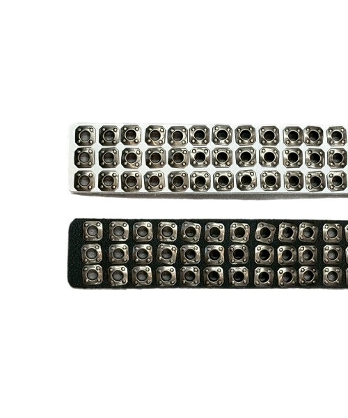 Never mind the XU(ネバーマインドザエックスユー)の「【Never mind the XU】Rivet eyelet biker belt / 【ネバーマインド ザ エックスユー】リベットアイレットバイカーベルト <着用動画あり>(ベルト・メンズ・ブラック/ホワイト・ONE SIZE)」の7枚目の写真