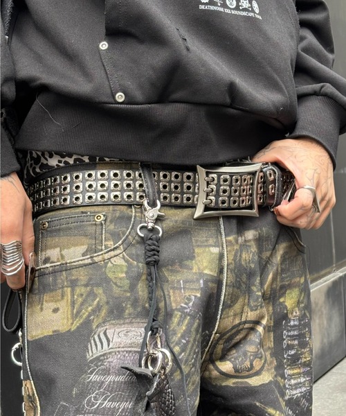 Never mind the XU(ネバーマインドザエックスユー)の「【Never mind the XU】Rivet eyelet biker belt / 【ネバーマインド ザ エックスユー】リベットアイレットバイカーベルト <着用動画あり>(ベルト・メンズ・ブラック/ホワイト・ONE SIZE)」の19枚目の写真
