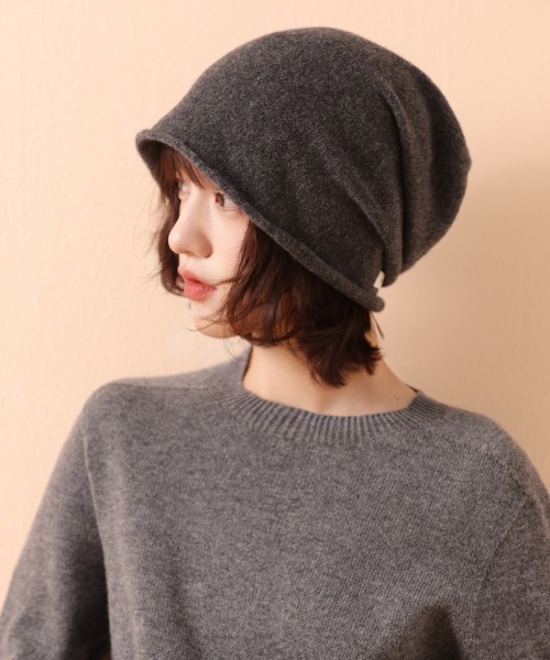 Fun & Daily（ファンアンドデイリー）の「F&D : ウールオーバーニットキャップ（キャップ・レディース・ブラック/チャコールグレー/ブラウン/グレー系その他・FREE）」の8枚目の写真