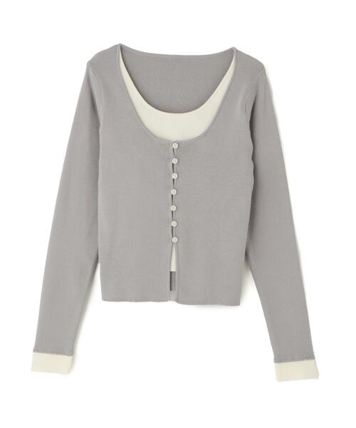 NATURAL BEAUTY BASIC（ナチュラルビューティーベーシック）の「◇レイヤードライクニット（ニット/セーター・レディース・グレー/ブラウン/オフホワイト・FREE）」の4枚目の写真