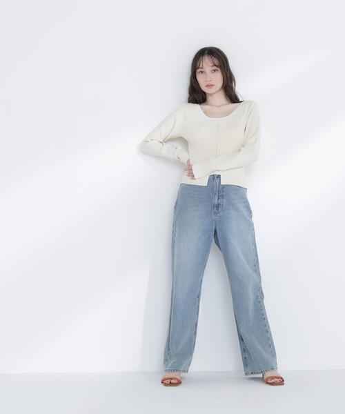 NATURAL BEAUTY BASIC（ナチュラルビューティーベーシック）の「◇レイヤードライクニット（ニット/セーター・レディース・グレー/ブラウン/オフホワイト・FREE）」の14枚目の写真