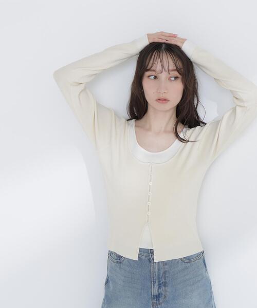 NATURAL BEAUTY BASIC（ナチュラルビューティーベーシック）の「◇レイヤードライクニット（ニット/セーター・レディース・グレー/ブラウン/オフホワイト・FREE）」の15枚目の写真