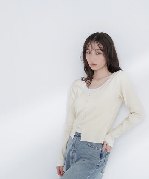 NATURAL BEAUTY BASIC（ナチュラルビューティーベーシック）の「◇レイヤードライクニット（ニット/セーター・レディース・グレー/ブラウン/オフホワイト・FREE）」の19枚目の写真