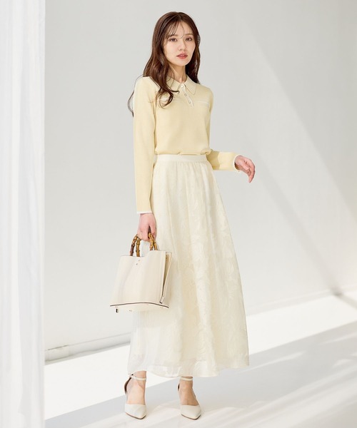 Andemiu(アンデミュウ)の「エリツキボタンカーディガン656638(ニット/セーター・レディース・イエロー/ネイビー/オフホワイト・FREE)」の5枚目の写真