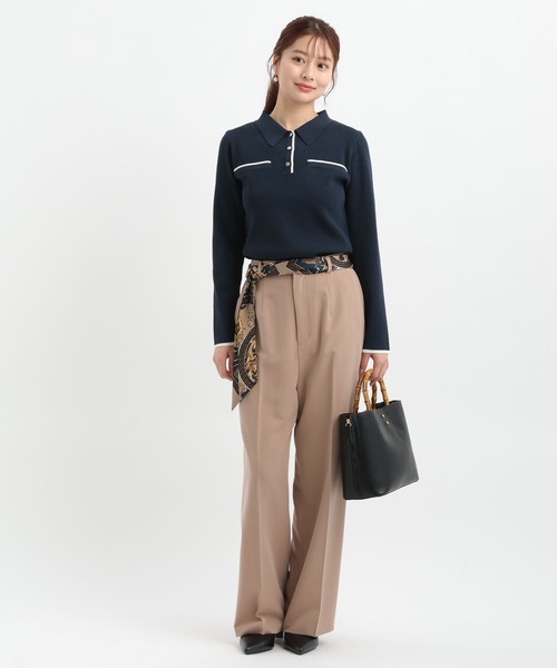 Andemiu(アンデミュウ)の「エリツキボタンカーディガン656638(ニット/セーター・レディース・イエロー/ネイビー/オフホワイト・FREE)」の9枚目の写真