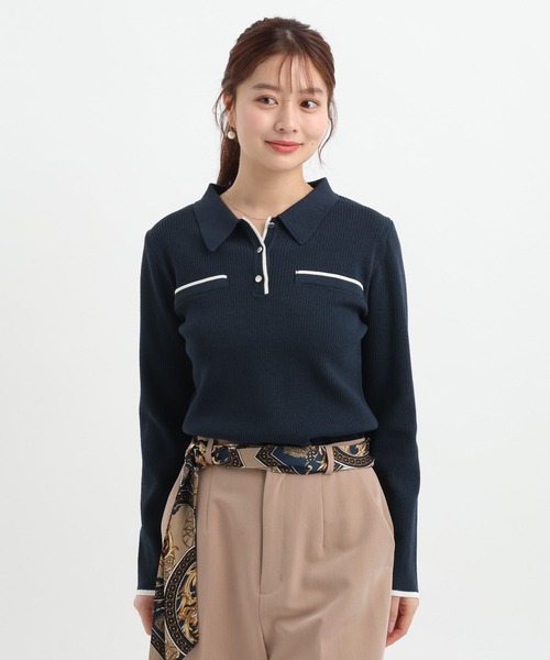 Andemiu(アンデミュウ)の「エリツキボタンカーディガン656638(ニット/セーター・レディース・イエロー/ネイビー/オフホワイト・FREE)」の14枚目の写真