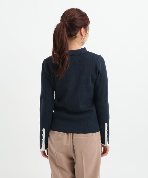 Andemiu(アンデミュウ)の「エリツキボタンカーディガン656638(ニット/セーター・レディース・イエロー/ネイビー/オフホワイト・FREE)」の17枚目の写真