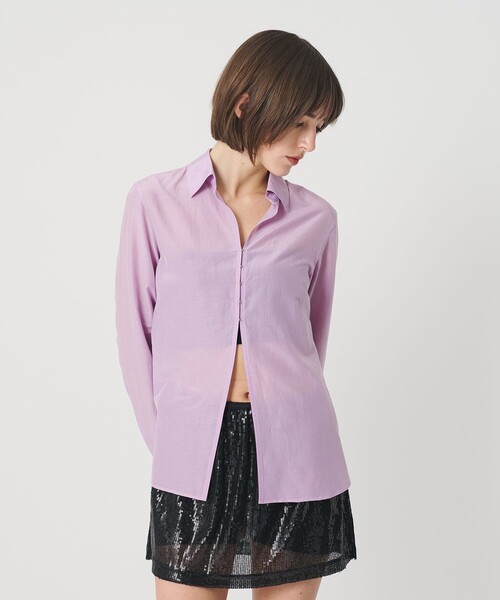 ATTISESSION（アティセッション）の「＜ATTISESSION＞コットン シルク ホック シャツ（シャツ/ブラウス・レディース・ホワイト/ライラック・FREE）」の2枚目の写真