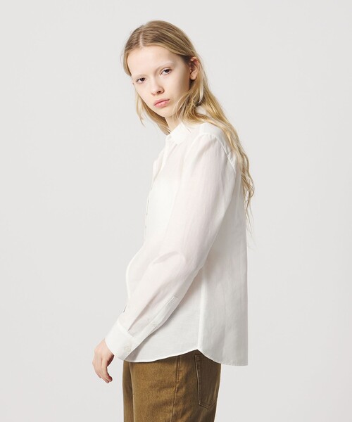 ATTISESSION（アティセッション）の「＜ATTISESSION＞コットン シルク ホック シャツ（シャツ/ブラウス・レディース・ホワイト/ライラック・FREE）」の3枚目の写真