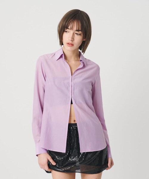 ATTISESSION（アティセッション）の「＜ATTISESSION＞コットン シルク ホック シャツ（シャツ/ブラウス・レディース・ホワイト/ライラック・FREE）」の5枚目の写真