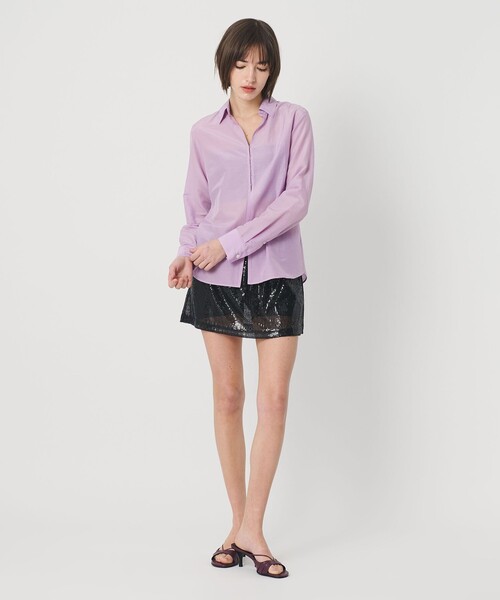 ATTISESSION（アティセッション）の「＜ATTISESSION＞コットン シルク ホック シャツ（シャツ/ブラウス・レディース・ホワイト/ライラック・FREE）」の6枚目の写真