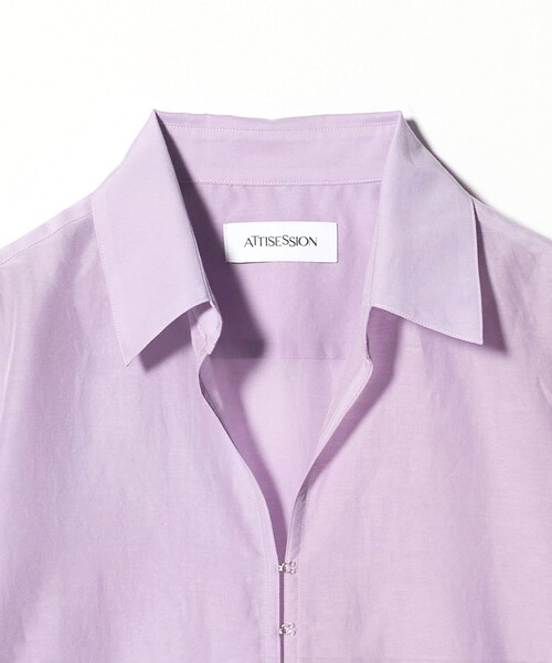 ATTISESSION（アティセッション）の「＜ATTISESSION＞コットン シルク ホック シャツ（シャツ/ブラウス・レディース・ホワイト/ライラック・FREE）」の9枚目の写真