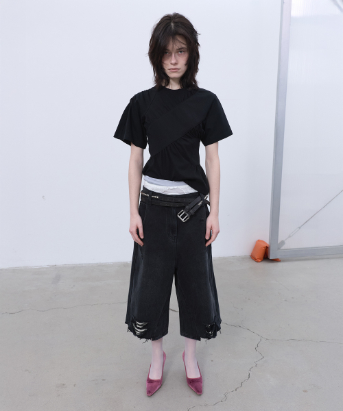 LCDC TM(エルシーディーシーティーエム)の「SHIRRING T-SHIRT (BLACK)(Tシャツ/カットソー・レディース・その他・SMALL/MEDIUM)」の2枚目の写真